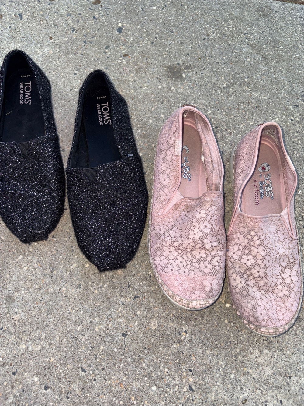 TOMS Classic Black Slip-On Sneaker - BOBS from Sketchers Light Pink Lace Sneaker